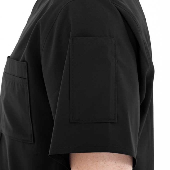 Men's V-Neck Scrub Top, Black, Small - Picture 6 of 8